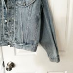 Guess  Vintage 90s Medium Light Wash Trucker Denim Jacket Leather Trim Collar M Photo 4