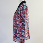 Ny Collection  Multicolored Floral Sheer Embellished Button Down Size Medium Photo 2