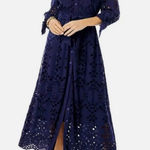 Lilly Pulitzer Amrita Romance Midi Eyelet True Navy Soiree Eyelet Dress Size 10 Photo 0