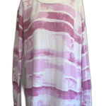 Margaritaville Watercolor Stripe Sweater Mauve White XL Pink Photo 0