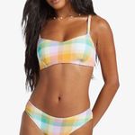 Billabong NEW Colorful Plaid Bikini Top Bralette Photo 3
