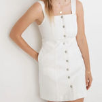 Madewell  Denim Button Front Square Neck Mini Dress in Tile White 0 NF931 Jean Photo 0