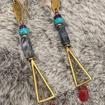 Francesca's Collections Gold and Red Geometric Earrings Photo 0