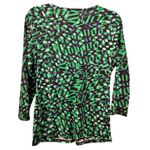 Vintage‎ Babydoll Top Size M Y2k Peasant Abstract Boho Artsy Stretch Twist Tie Green Size M Photo 1