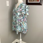 Investments  Womens Blue Yellow Pink Paisley Blouse Ruffle Size Large Photo 1