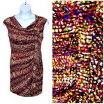 Alfani Abstract Ruched Bodycon Dress 12 Petite Drape Neck Office Party Dinner Photo 2