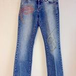 Vintage FUBU Women’s Rhinestone Boot Cut Jeans – Y2K Medium Wash (Size 5/6) Blue Photo 0