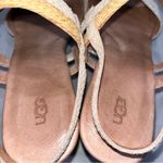 UGG  Lira Mar Cream & Tan Embossed Leather Wedge Sandals Shoes Women’s size 10 Photo 6