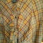 Lucky Brand  M Brown Gold Plaid Top Photo 3
