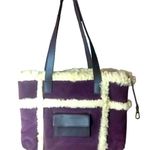 UGG Large Plum & Ivory Leather Shearling Sheepskin Tote Bag MINT CONDITION Photo 1