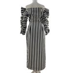 Anna October Off the Shoulder Stripe Dress Black White Midi Ruffle Sleeves Size undefined Photo 14