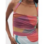 Anthropologie  Square-Neck Halter Midi Dress Size M Petite Pink Pattern Photo 3