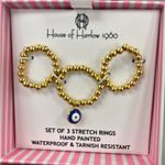 NWT ⚜️🧿⚜️ House of Harlow 1960 set of 3 Stretch Rings Gold Photo 5