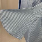 Milan Kiss blue stripe bell sleeve button up top Size L Photo 4
