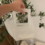 EMM KUO Transparent Beaded Crystal Boho Feminine Handle Clutch Women's Bag White Photo 2
