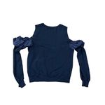 Clu Womens Navy Blue Off the Shoulder Sweater Top Sz M Ruffle sleeves Size M Photo 3