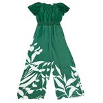 Anthropologie Women’s The Somerset Wide Leg Dark Green Floral Jumpsuit Sz Medium Photo 1