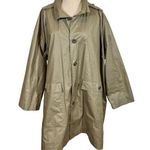 Eskandar Swing Coat Waxed Rain Jacket Detachable Hood Olive Green Sz:1/Small Photo 0