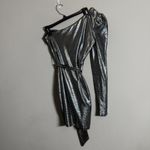 NBD Revolve Aoki One Shoulder Mini Dress Women's Small Silver Metallic Party Photo 4