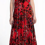 Johnny Was Bias Dress Slip Bobcat Forest Red Floral Maxi Silk Blend Size Medium Photo 0