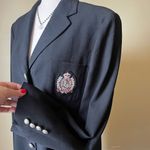 Ralph Lauren 90s Vintage Lauren‎  Black Wool Crest Blazer Button Down Women's 12 Photo 2