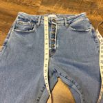 Good American  Flare Leg Jeans Button Fly Women’s 10/30 Raw Hem Blue High Rise Photo 1