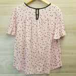 Kate Spade {S} Polka Dot Print Pajama TOP ONLY Light Pink Black Photo 3