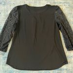 Kasper Black Keyhole 3/4 Sleeve Lace Top XL Photo 2