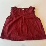 a.n.a  Women’s Burgundy Cropped‎ Sleeveless Ruffle Top 100% Cotton Large Photo 3