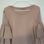 14th & Union  Women’s Ruffle Sleeve Sweatshirt Blush Pink‎ Top Size M Photo 1