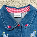 Vintage Floral Heart Valentines Day Denim Y2K Short Sleeve Top Size 18/20 Blue Photo 2