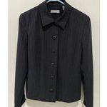 KATE HILL For Lord & Taylor Womens Button Up Blazer Jacket Black pinstripes Sz 8 Photo 0