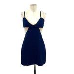 LIONESS Awakening Dress Midnight Blue Pinstripe Cutout Mini Size Small Photo 2