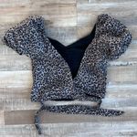 Marissa Webb leopard Diane canvas print wrap crop top size M Brown Size M Photo 4