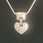 Brighton  Vintage CAFE AU LAIT Retired Heart Pendant Silver Tone Necklace Photo 3