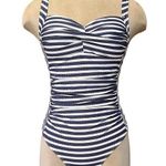 NipTuck Swimsuit One Piece Navy Blue White Stripes Multi Fit Cup 6 Photo 0