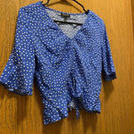 Topshop  Blue Polka dot Crop Top‎ size 4 Photo 3