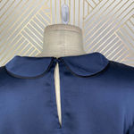 Boden Sophia Sequin Collared‎ 3/4 Sleeve Blouse Top in Navy Blue Size US 6 Photo 8