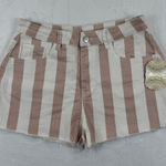 Altar'd State Womens Size M Pink White Striped Cutoff Denim Shorts Frayed Hem Size M Photo 0