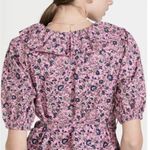Roller Rabbit Cluny Brita Wrap Top Women S Pink Floral Ruffle V Neck Puff Sleeve Photo 4