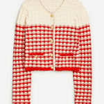 J.Crew NWT Textured Crochet Lady Jacket in Moroccan Sand Red Cardigan Sweater M Photo 0