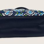 Vera Bradley  Ink Blue Trimmed Satchel Cotton Faux Vegan Leather Zip Hand Bag Photo 4