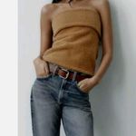 ZARA NWOT Teddy Textured Teddy Strapless Top Bloggers Fave Medium Photo 2
