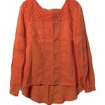 Free People Free‎ People orange coral beaded peasant blouse XS Photo 0