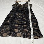 Speechless Y2K Ruched Black Lace Overlay Cream Nude Flesh Illusion Open Keyhole Back Sleeveless V Neck Knee Length Midi Mini Dress Medium Sexy Formal Black Tie Cocktail Evening Photo 13
