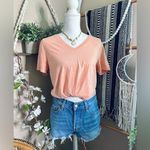 Natural Reflections  Peach Color Short Sleeve Basic V Neck T Shirt Photo 1