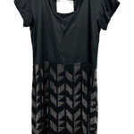 Reiss  Size 10 Dress Black Silk‎ Sheath Beaded Geometric Short Sleeve Cocktail Photo 0