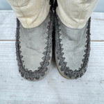 Vintage Y2K 90s American Eagle Wedge Heel Faux Suede Boots Crochet Midcalf Boho Gray Size 6.5 Photo 5
