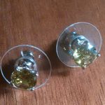 Peridot Color Simulated Diamond Sterling Silver Stud Earrings Photo 7