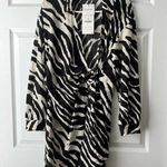 ZARA NWT  Tan and Black Zebra Print Geometric Wrap Dress Size Large Photo 3